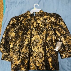 Worthington Black and Gold Floral Jacquard Tunic